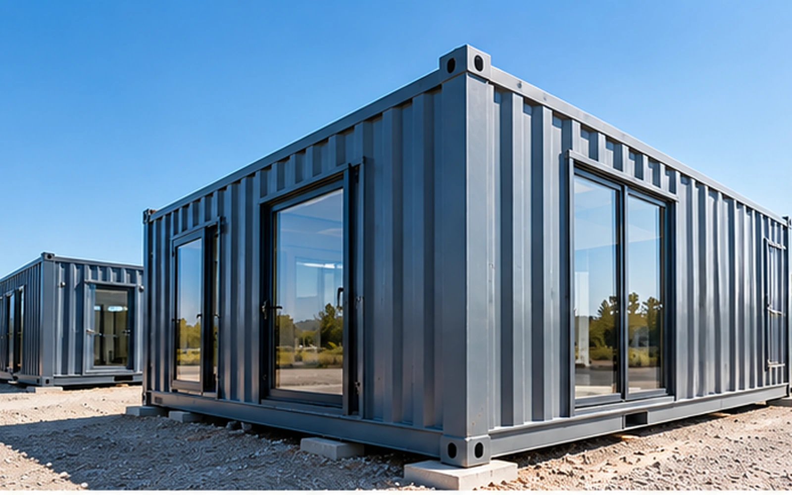 Bâtiment modulaire métallique vu de l'extérieur